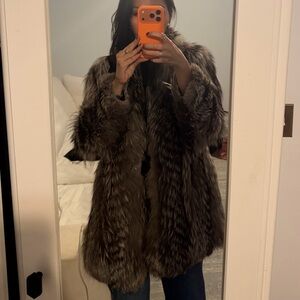 Women's Real Fox Fur Teddy Jacket - Brown